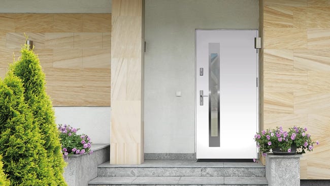 Drzwi zewnętrzne stalowe wejściowe Umbria Passive białe 90 prawe Splendoor