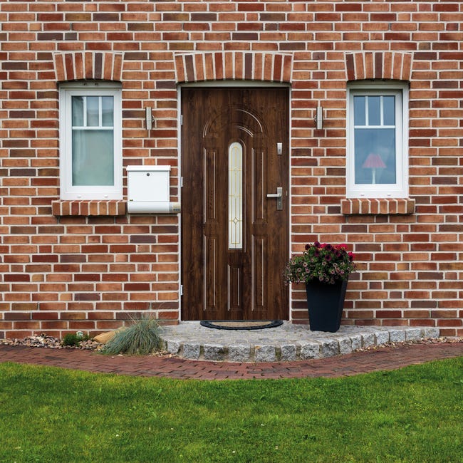 Drzwi zewnętrzne stalowe wejściowe Wenus Orzech 80 Lewe