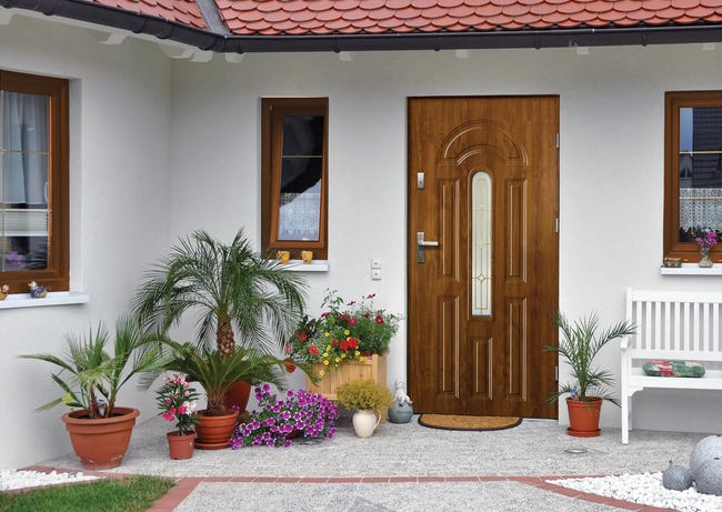 Drzwi zewnętrzne stalowe wejściowe Wenus Złoty Dąb 80 Prawe