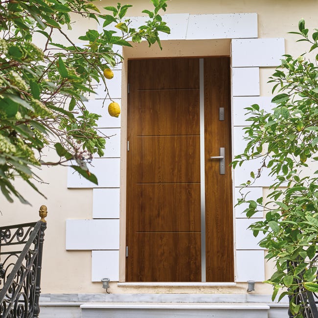 Drzwi zewnętrzne stalowe wejściowe antywłamaniowe RC2 Iris Złoty Dąb 80 lewe OK DOORS TRENDLINE