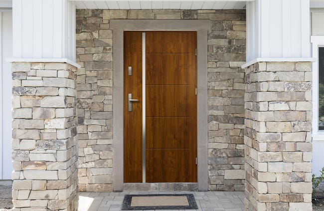 Drzwi zewnętrzne stalowe wejściowe antywłamaniowe RC2 Iris Złoty Dąb 80 prawe OK DOORS TRENDLINE