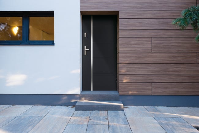 Drzwi zewnętrzne stalowe wejściowe antywłamaniowe RC2 Iris antracyt 90 prawe OK DOORS TRENDLINE