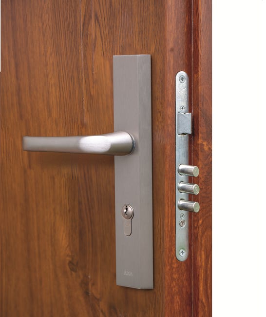 Drzwi zewnętrzne stalowe wejściowe antywłamaniowe RC2 Iris orzech 80 prawe OK DOORS TRENDLINE