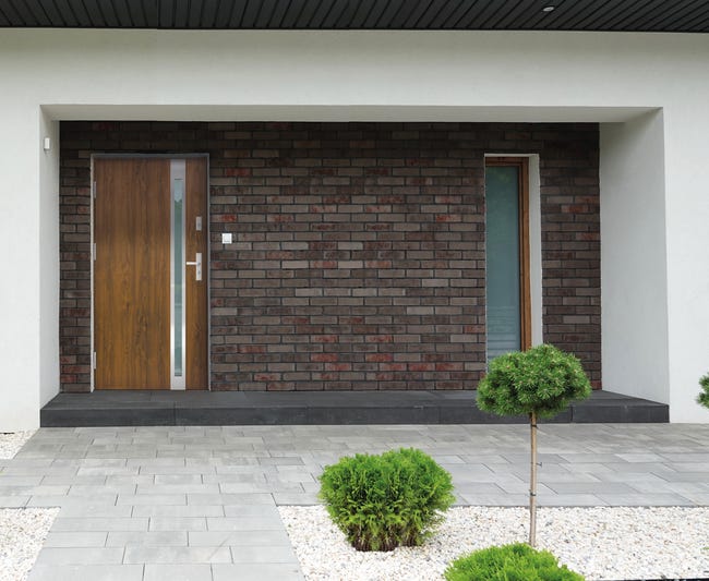 Drzwi zewnętrzne stalowe wejściowe pasywne Auria 2 orzech 90 prawe Splendoor