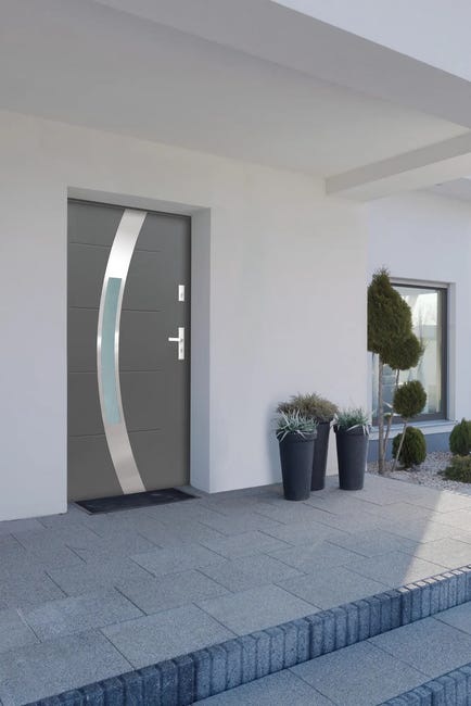 Drzwi zewnętrzne stalowe wejściowe pasywne Kalabria antracyt 90 prawe Splendoor