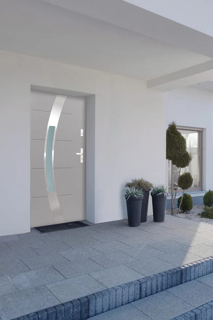 Drzwi zewnętrzne stalowe wejściowe pasywne Kalabria szare 90 prawe Splendoor