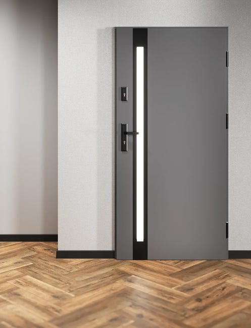 Drzwi zewnętrzne stalowe wejściowe pasywne Umbria 2 antracyt 90 prawe Splendoor