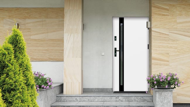 Drzwi zewnętrzne stalowe wejściowe pasywne Umbria 2 białe 90 prawe Splendoor