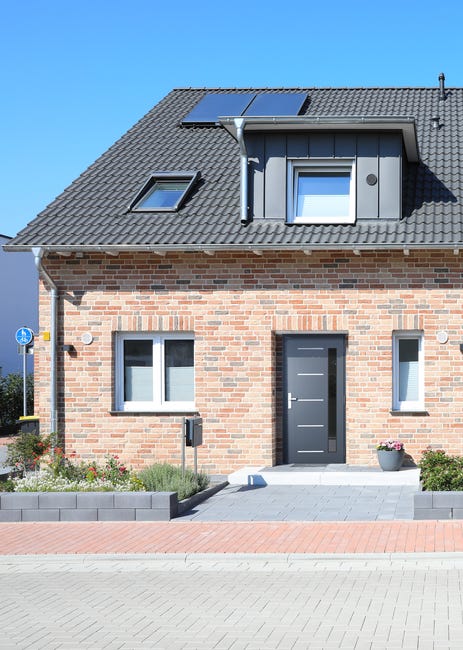 Drzwi zewnętrzne stalowe wejściowe z szybą Novia antracytowe 90 lewe WIŚNIOWSKI