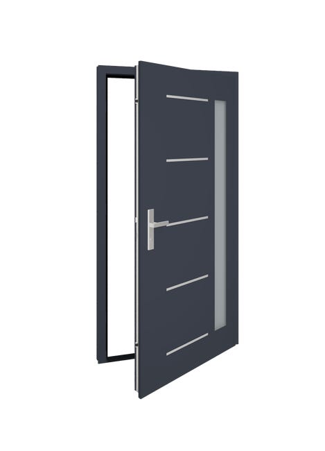 Drzwi zewnętrzne stalowe wejściowe z szybą Novia antracytowe 90 lewe WIŚNIOWSKI