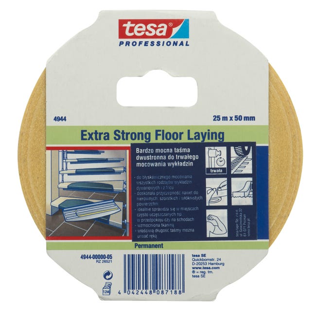 Dwustronna taśma klejąca do wykładzin 50 mm x 25 m Tesa