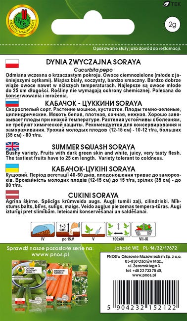 Dynia zwyczajna Cukinia Soraya nasiona warzyw