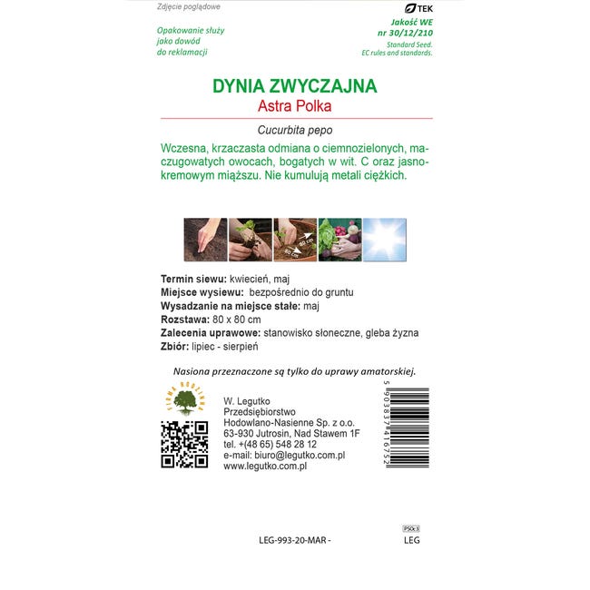 Dynia zwyczajna cukinia Astra Polka nasiona 2g W. Legutko