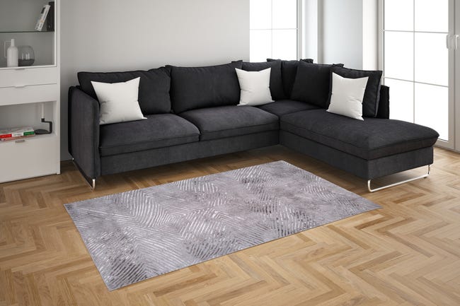 Dywan Flash geometryczny szaro-srebrny 80 x 150 cm