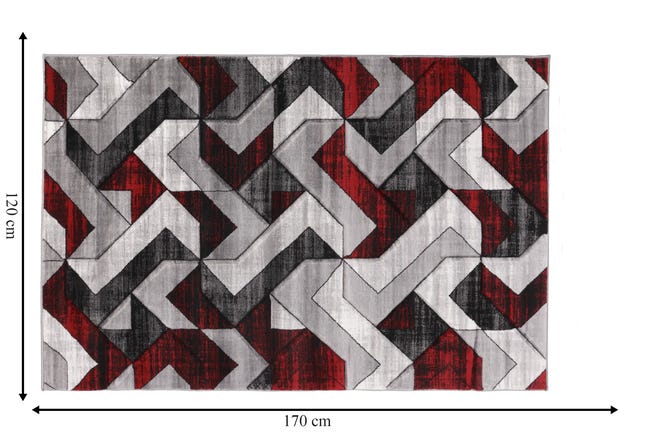 Dywan Neon geometryczny szaro-czerwony 120 x 170 cm