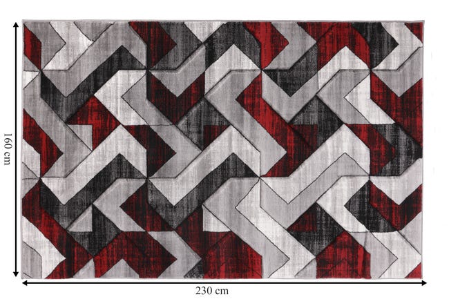 Dywan Neon geometryczny szaro-czerwony 160 x 230 cm