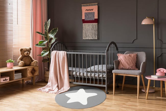 Dywan dziecięcy okrągły Gwiazdka szary śr. 80 cm
