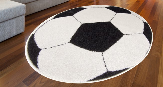 Dywan dziecięcy okrągły Piłka biało-czarny śr. 100 cm
