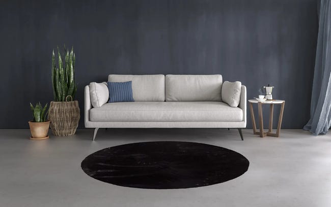 Dywan pluszowy okrągły Rabbit czarny śr. 100 cm