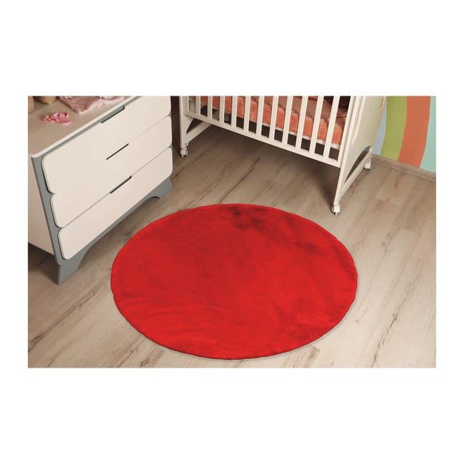 Dywan rabbit okrągły pluszowy Rabbii czerwony śr. 100 cm