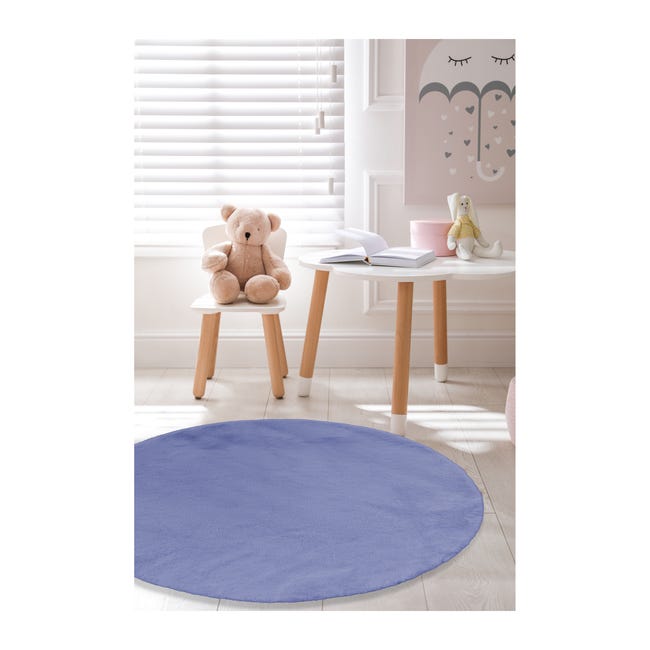 Dywan rabbit okrągły pluszowy Rabbii fioletowy śr. 100 cm