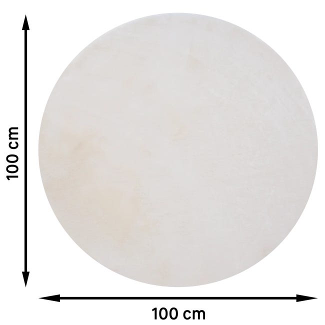 Dywan sztuczna skóra królika Bianca beżowy okrągły śr. 100 cm Inspire