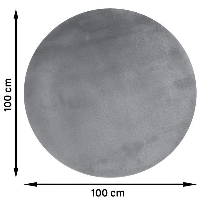 Dywan sztuczna skóra królika Bianca szary okrągły śr. 100 cm Inspire
