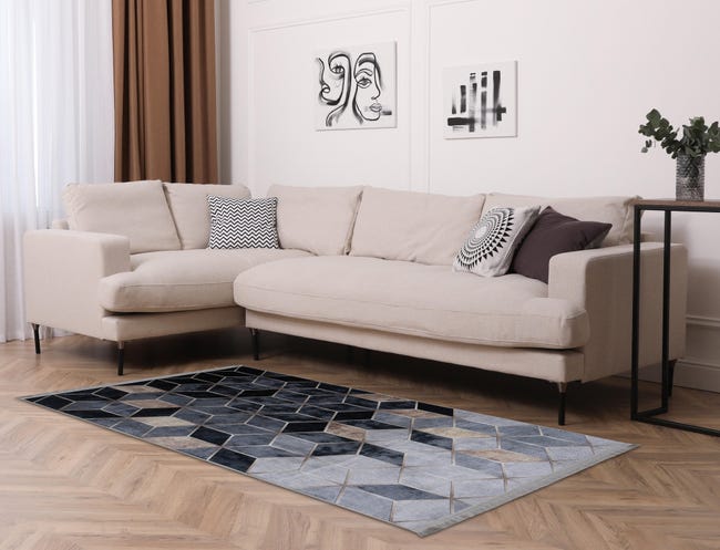 Dywan z frędzlami Arno geometryczny czarno-szary 160 x 230 cm