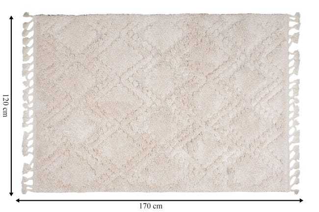 Dywan z frędzlami Cut&Loop Havana 901 beżowy 120 x 170 cm