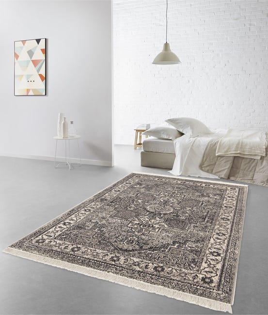Dywan z frędzlami Kenia Vintage antracyt 120 x 170 cm