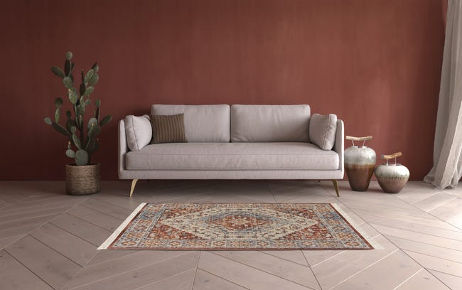 Dywan z frędzlami Kenia Vintage niebieski 120 x 170 cm