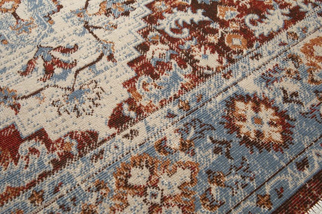 Dywan z frędzlami Kenia Vintage niebieski 120 x 170 cm