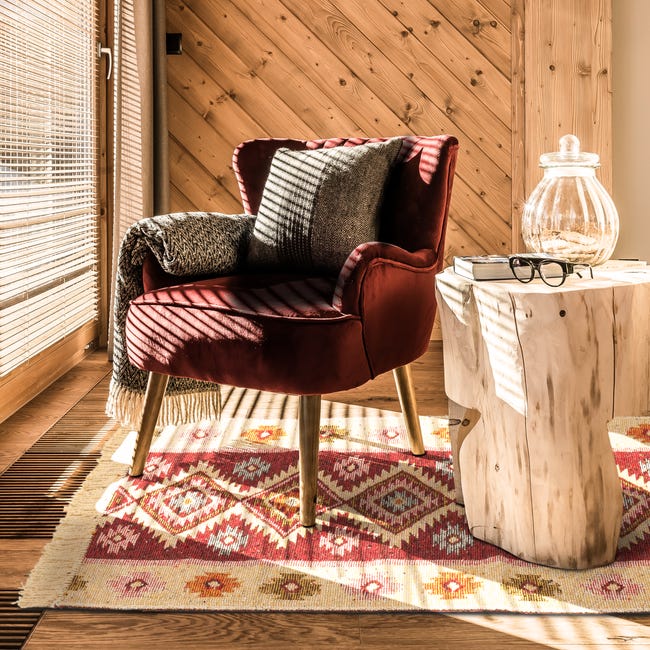 Dywan z frędzlami Kilim dwustronny bordowy 80 x 150 cm