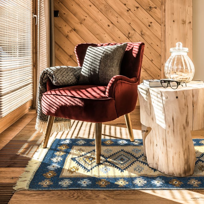 Dywan z frędzlami Kilim dwustronny niebieski 60 x 120 cm