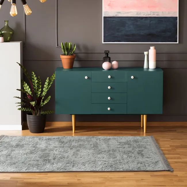 Dywan z frędzlami Prestige ciemnoszary 80 x 150 cm z frędzlami