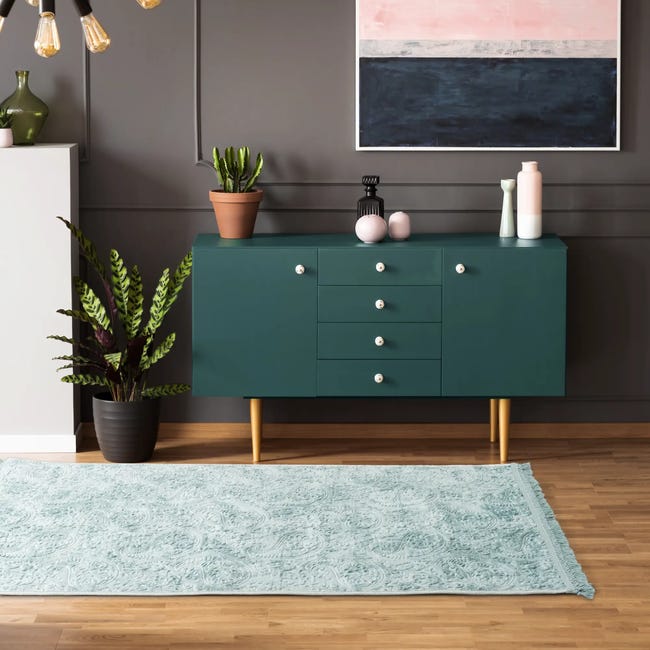 Dywan z frędzlami Prestige turkusowy 80 x 150 cm z frędzlami