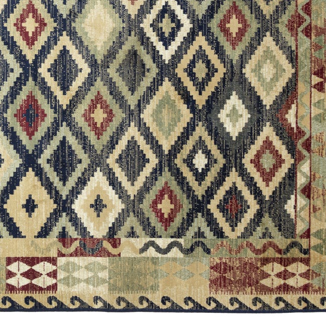 Dywan z frędzlami Teheran Kilim beżowo-granatowy 120 x 170 cm
