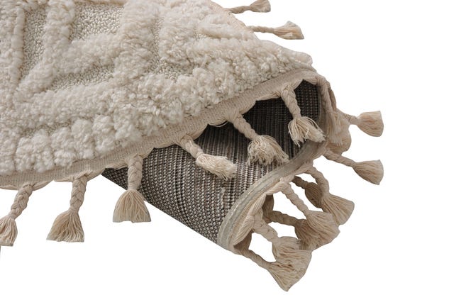 Dywan z frędzlami okrągły Malmo beżowy śr. 100 cm