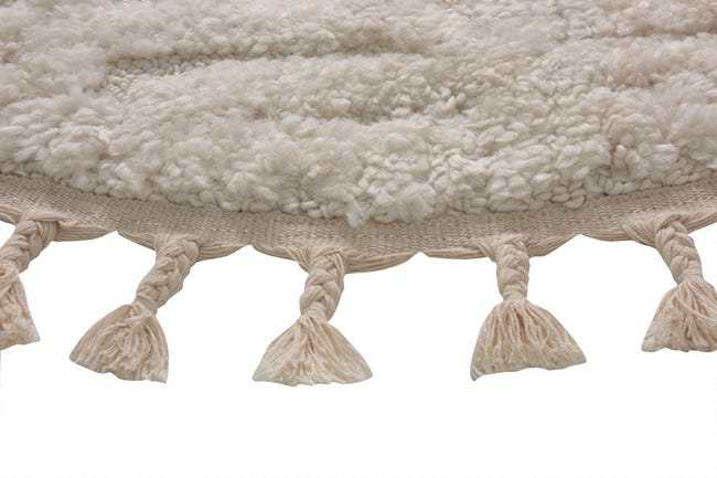 Dywan z frędzlami okrągły Malmo beżowy śr. 100 cm