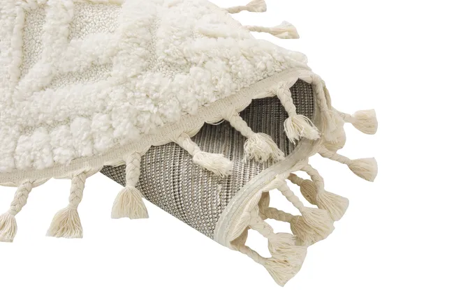 Dywan z frędzlami okrągły Malmo biały śr. 100 cm