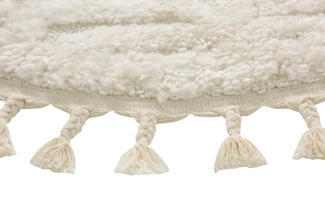 Dywan z frędzlami okrągły Malmo biały śr. 100 cm