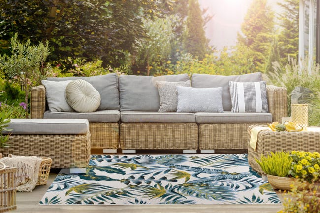 Dywan zewnętrzny Cappucino Liście turkusowy 60 x 100 cm