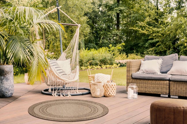 Dywan zewnętrzny Panama Natural okrągły beżowy śr.120 cm