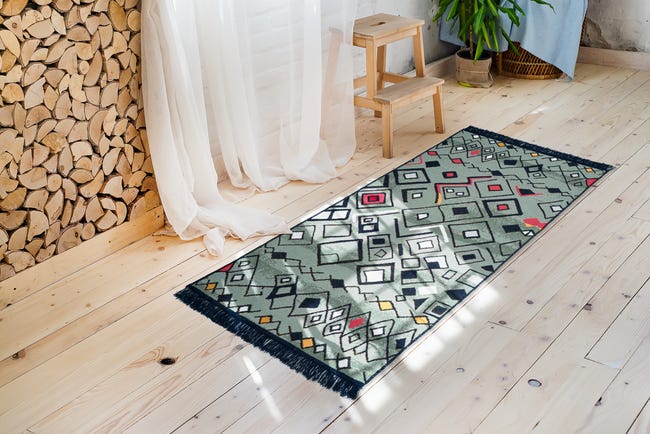 Dywanz frędzlami Kilim Gold Boho dwustronny 80 x150 cm