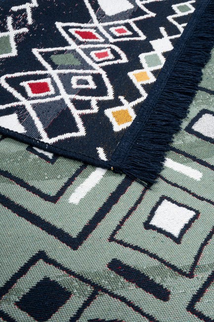 Dywanz frędzlami Kilim Gold Boho dwustronny 80 x150 cm