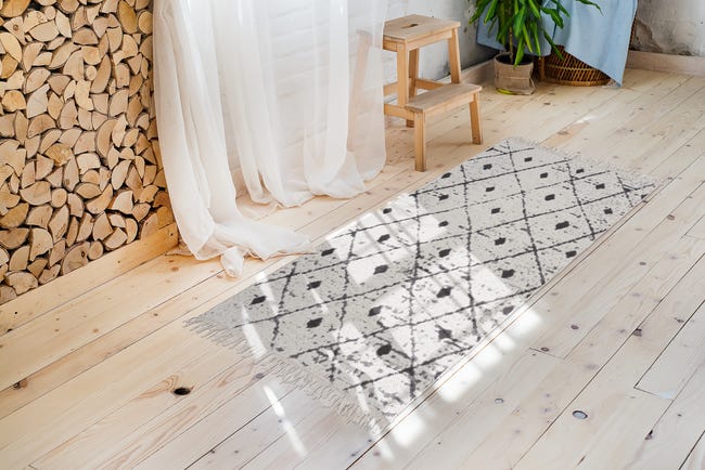 Dywanz frędzlami Kilim Gold Romby dwustronny szary 80 x150 cm