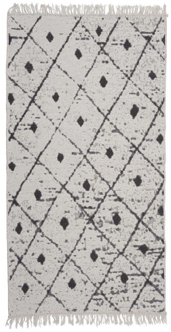 Dywanz frędzlami Kilim Gold Romby dwustronny szary 80 x150 cm