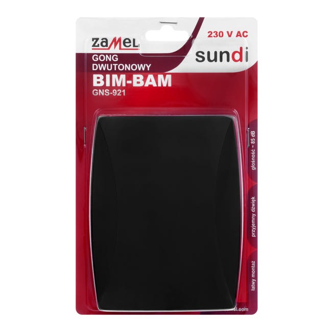 Dzwonek do drzwi dwutonowy BIM-BAM 230V czarny ZAMEL