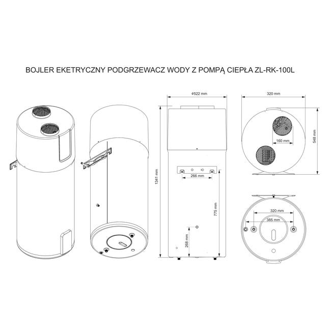 Elektryczny podgrzewacz wody z pompą ciepła do C.W.U 100L Zelmech