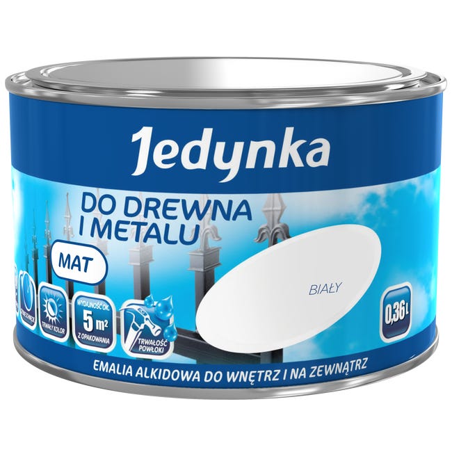 Emalia DO DREWNA I METALU 0.36 l Biały Mat JEDYNKA